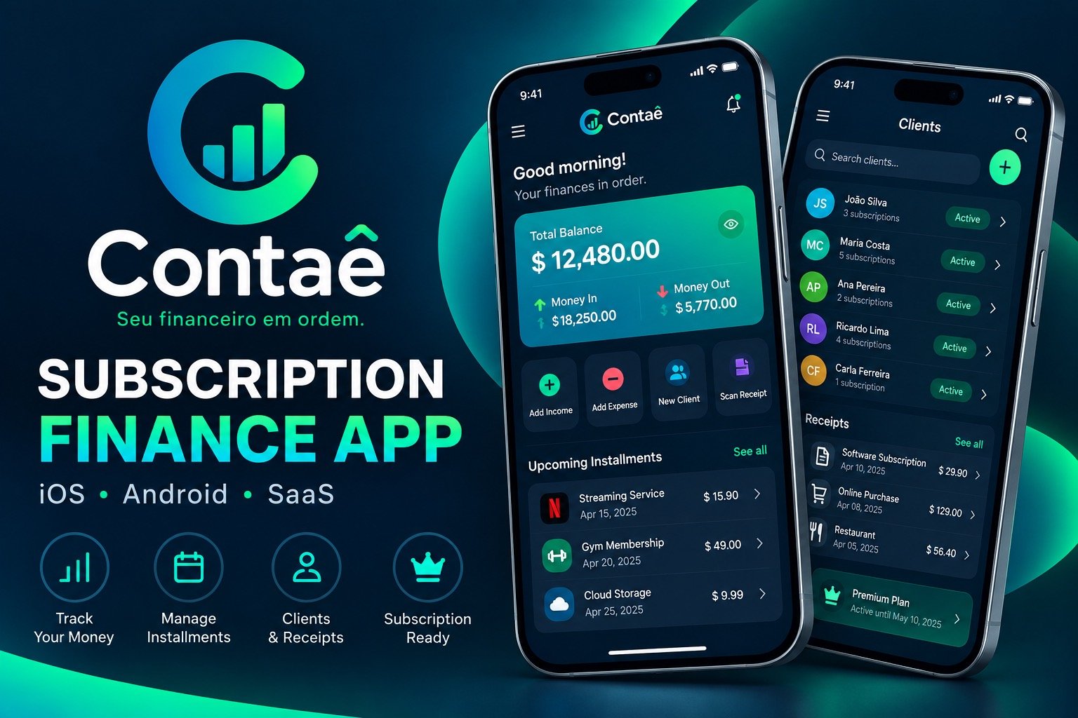 Aplicativo financeiro personalizado Contaê